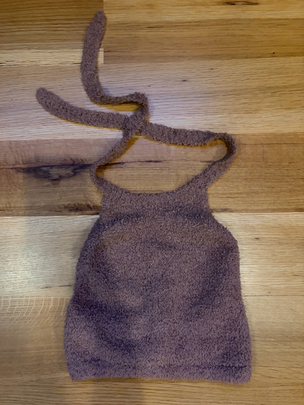 NWT SKIMS Cozy Knit Halter Bra Top in Camel Brown